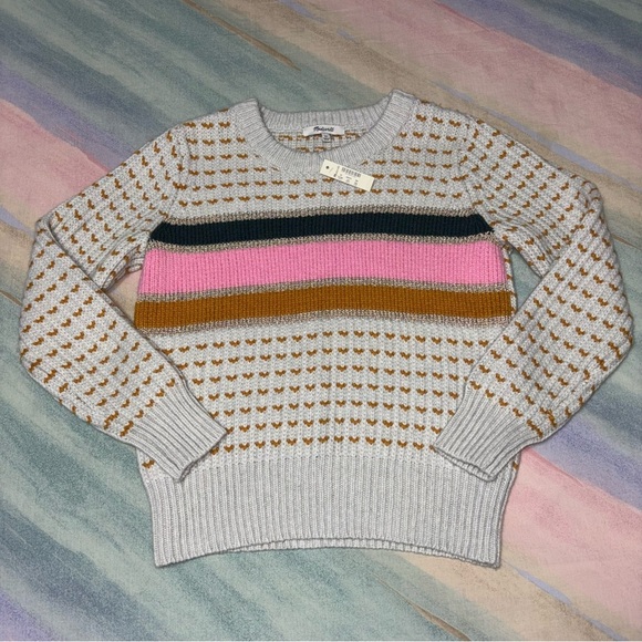 NWT Madewell Striped Barfield Sweater women’s size XS wool blend - Picture 2 of 8